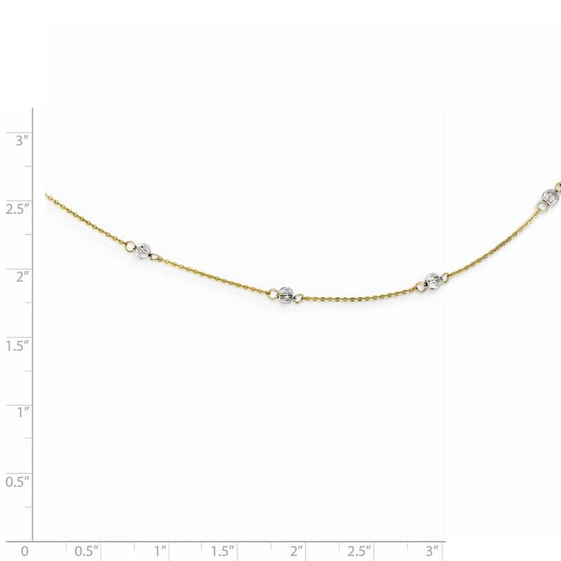 Curata 14k Gold Two Tone Diamond-cut Beads Necklace, 16+2"