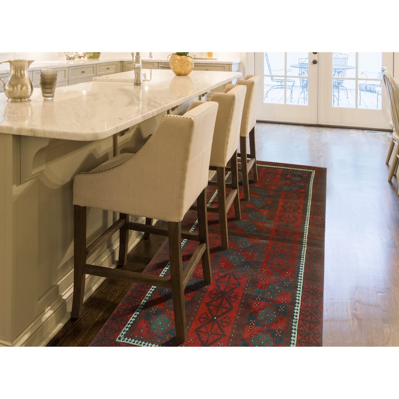 Fine Vintage Distressed Bekzod Red/Burgundy Runner - 3'7" x 7'10"
