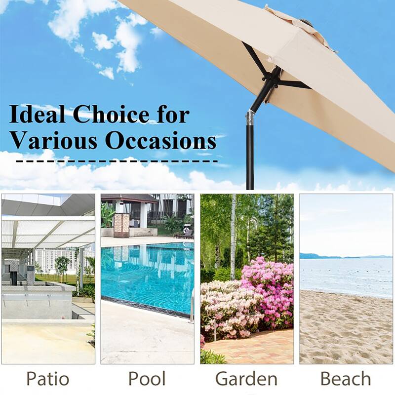 Ainfox 7.5ft Patio Umbrella Tilt Without Base Outdoor Hexagonal Umbrella