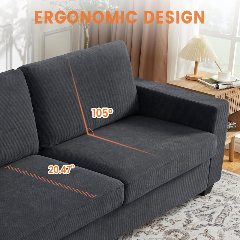 83 Inch Modern 3 Seater Sofa with Deep Seats, Comfortable Cloud Couch for Living Room