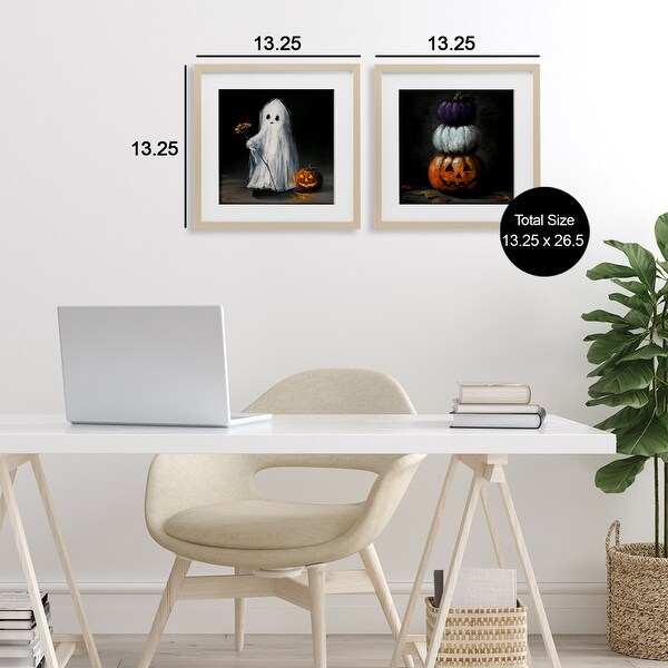 Stupell Vintage Halloween Ghost & Pumpkin Stack Framed Art Design