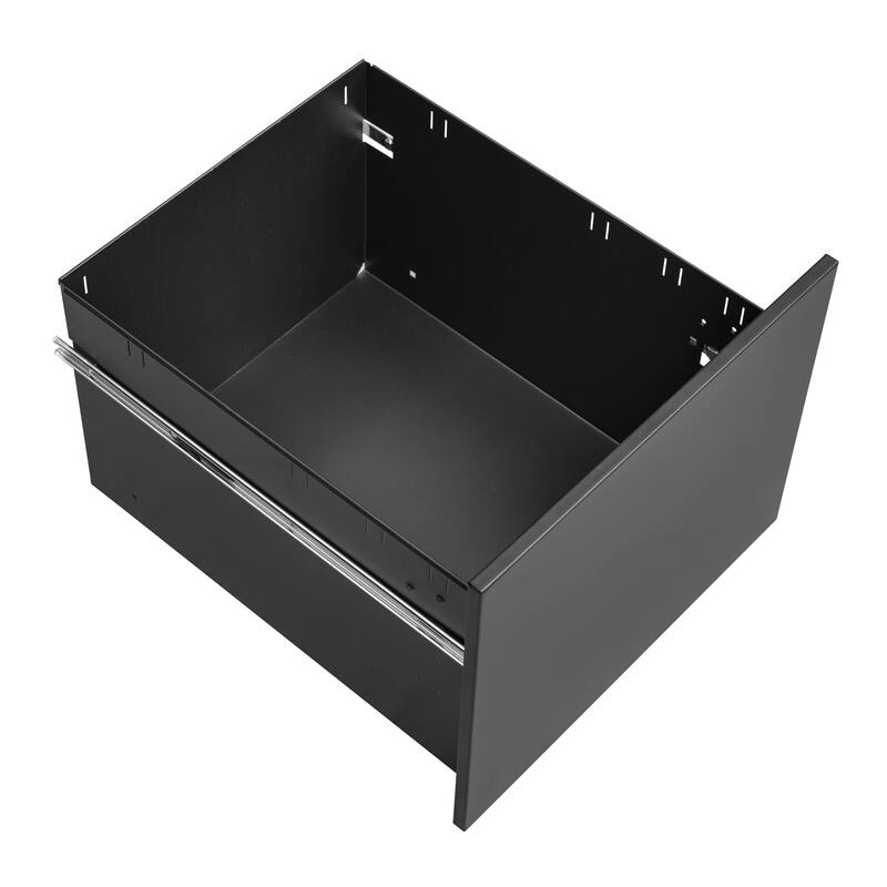Modern Mobile File Cabinet, Lockable File Cabinet with 2 Drawers, Anti-tilt Wheels and Lock, for Home Offices, Black