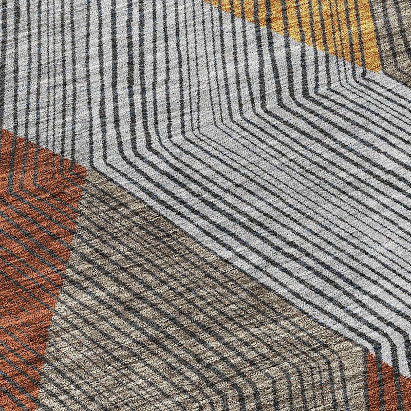 Machine Washable Indoor/ Outdoor Diamond Stripes Chantille Rug