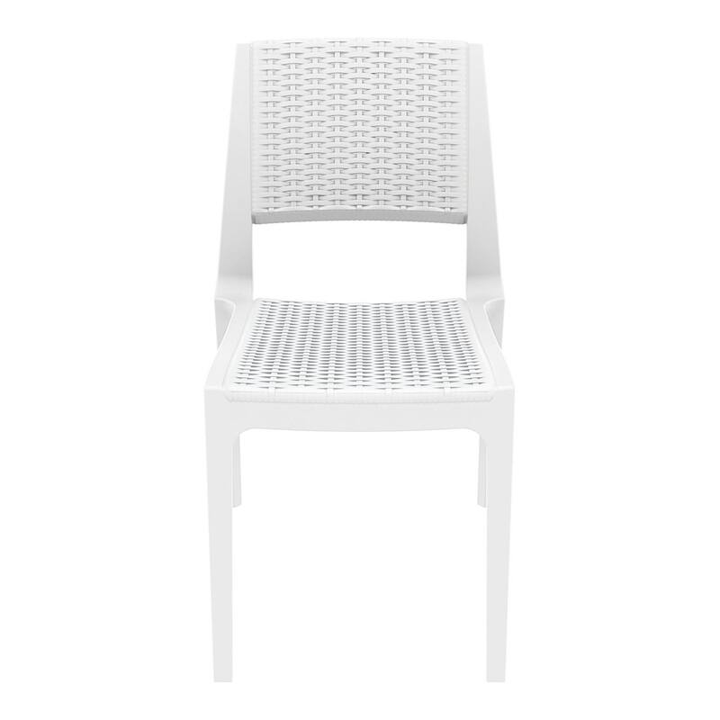 34" White Outdoor Patio Wickerlook Dining Chair
