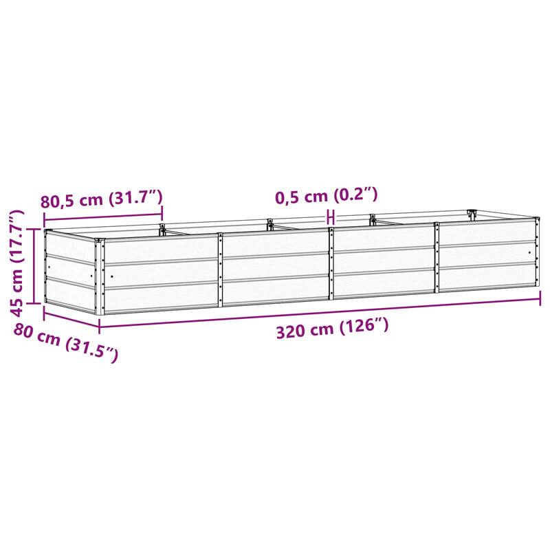 vidaXL Planter in Steel - 62.99 x 31.50 x 17.72