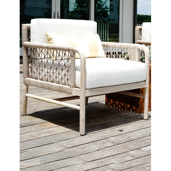 Posh Pollen Westwood Teak Woven Outdoor Lounge Chair Bed Bath