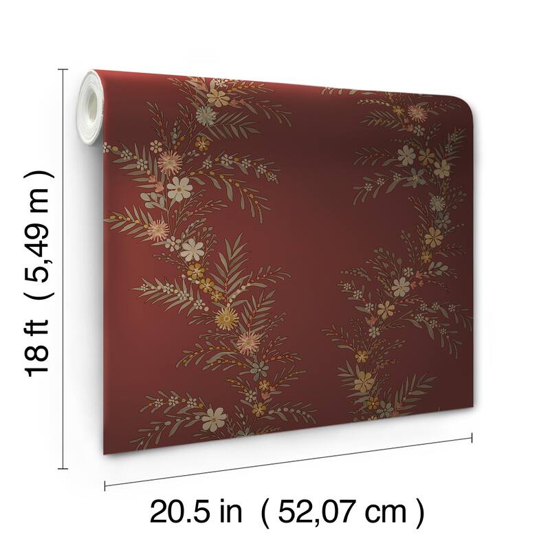Posy Cranberry Peel and Stick Wallpaper