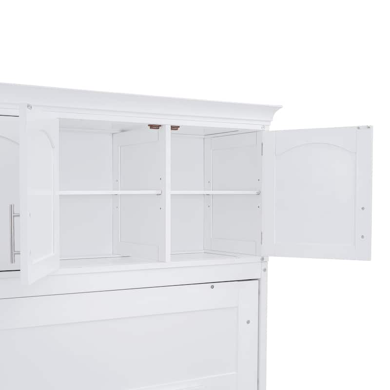 Storage Murphy Bed with Top Cabinets, Flip Horizontal