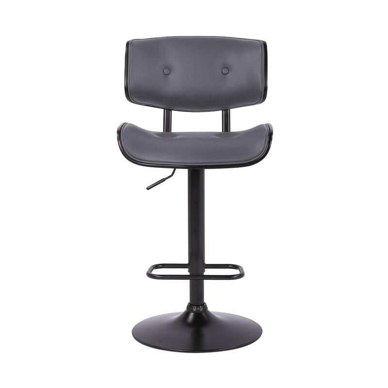 Brooklyn Black Wood Upholstered Adjustable Height Swivel Bar Stool