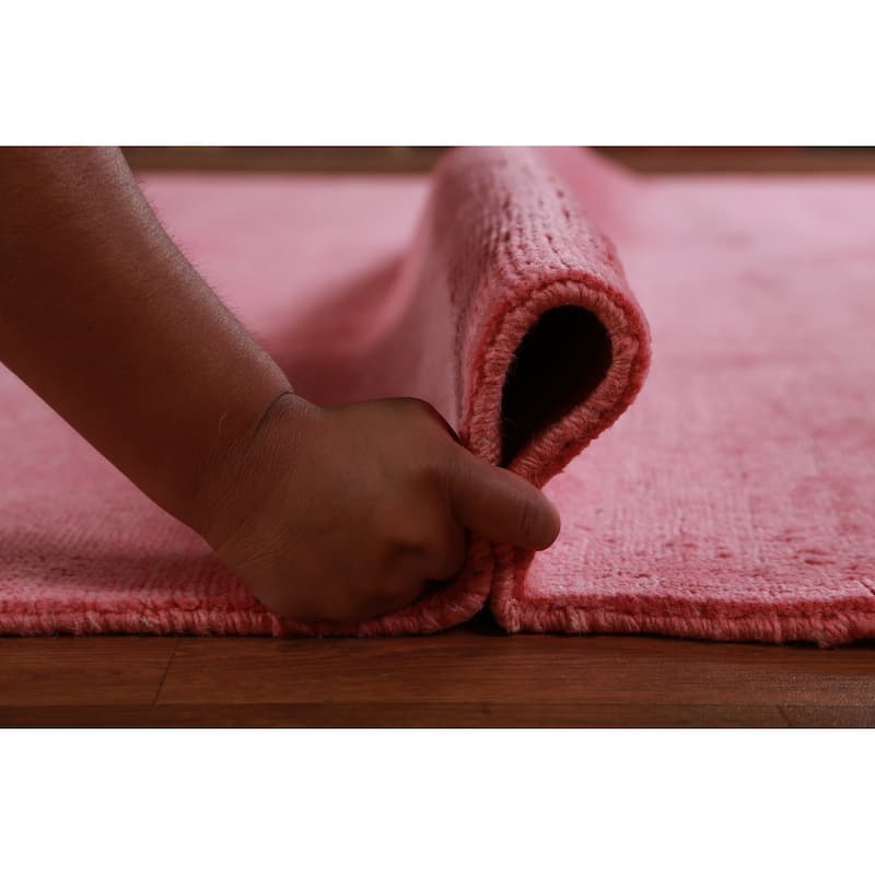 Hand Knotted Oriental 100% Wool Carpet Modern Solid Coral Gabbeh Area Rug - 12' 1'' X 9' 3''