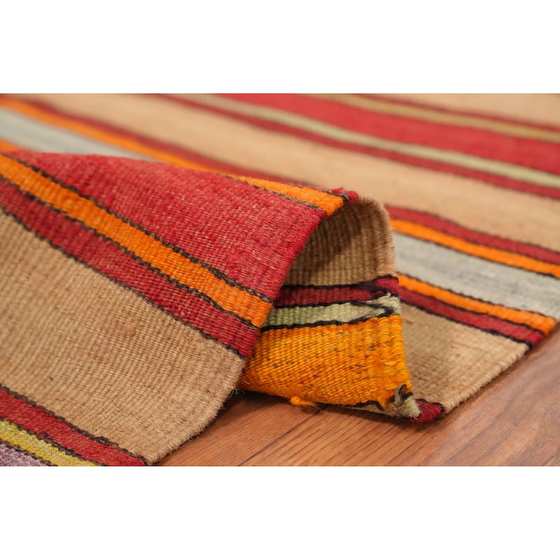 Hand Woven Oriental 100% Wool Carpet Southwestern Geometric Multi-Colored Kilim Area Rug - 7' 11'' X 5' 6''