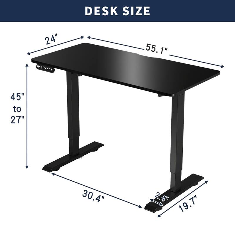 Rossetta 55" Electric Height Adjustable Standing Desk with Double Beam Single Motor