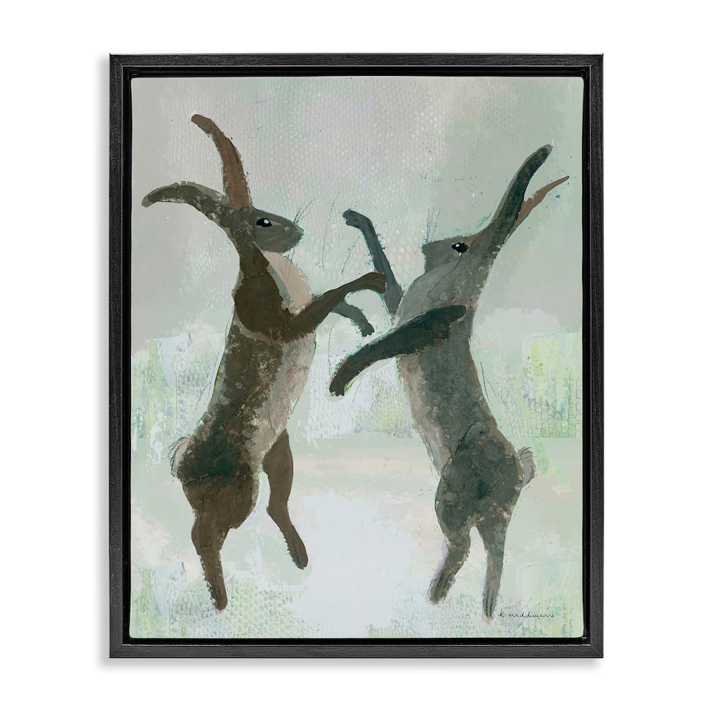 Stupell Boxing Hares Impression Framed Floater Canvas Wall Art Design By Kay Widdowson