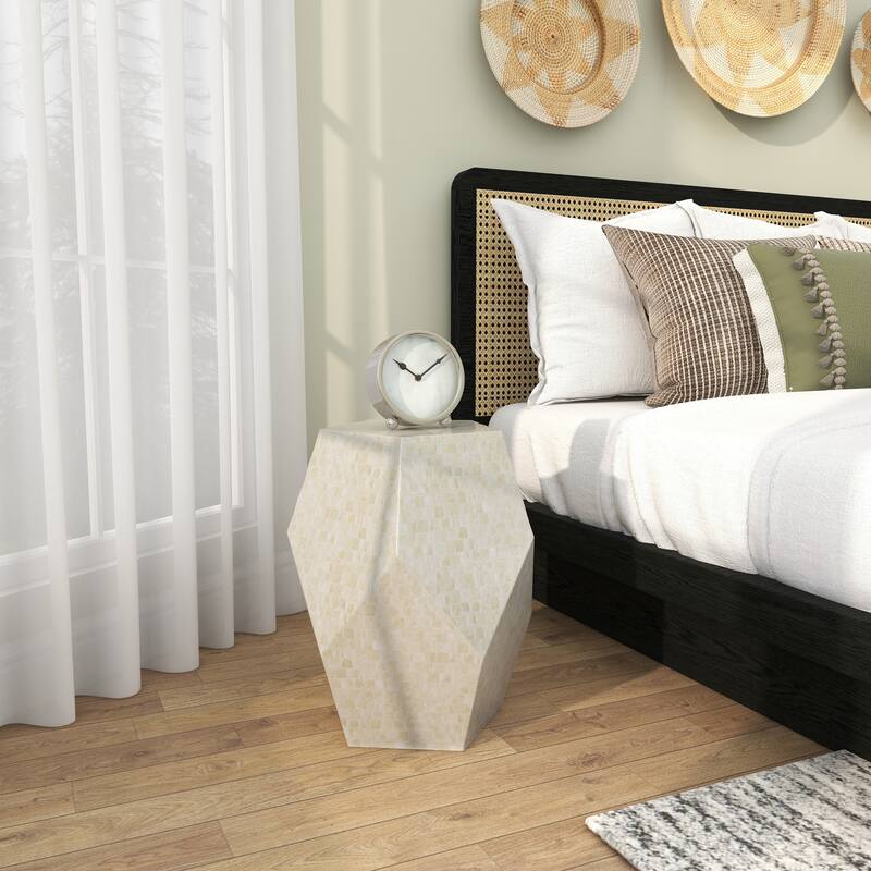 Mother of Pearl Shell Handmade Accent Table - Cream or Multi Colored