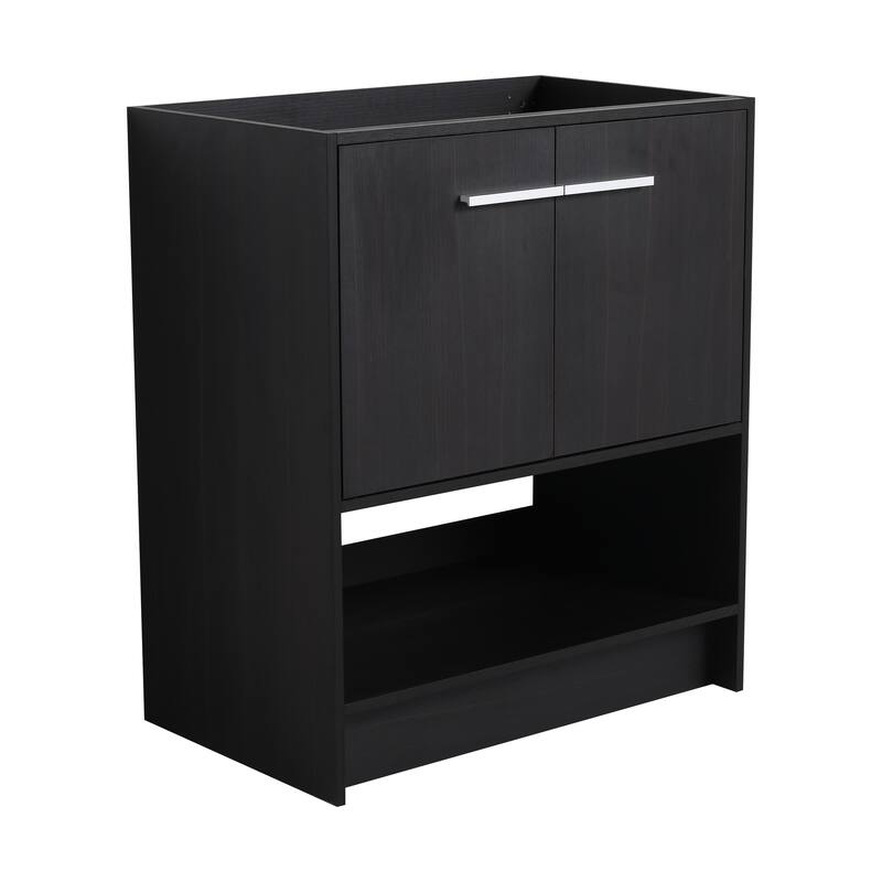 GDFStudio - Lisbon Modern Minimalist Freestanding Bathroom Vanity Cabinet with Soft Close Doors, Open Shelf, Sink NOT INCLUDED