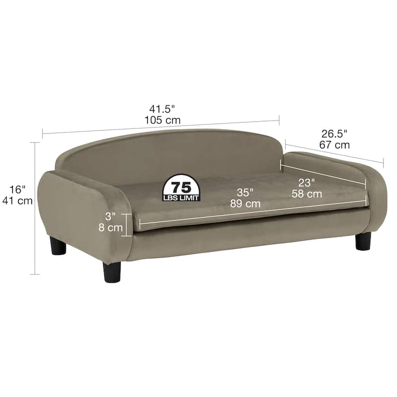 Paws & Purrs Modern Pet Sofa Bed Low-Back Lounger for Dogs & Cats – Removable Washable Mattress Cover