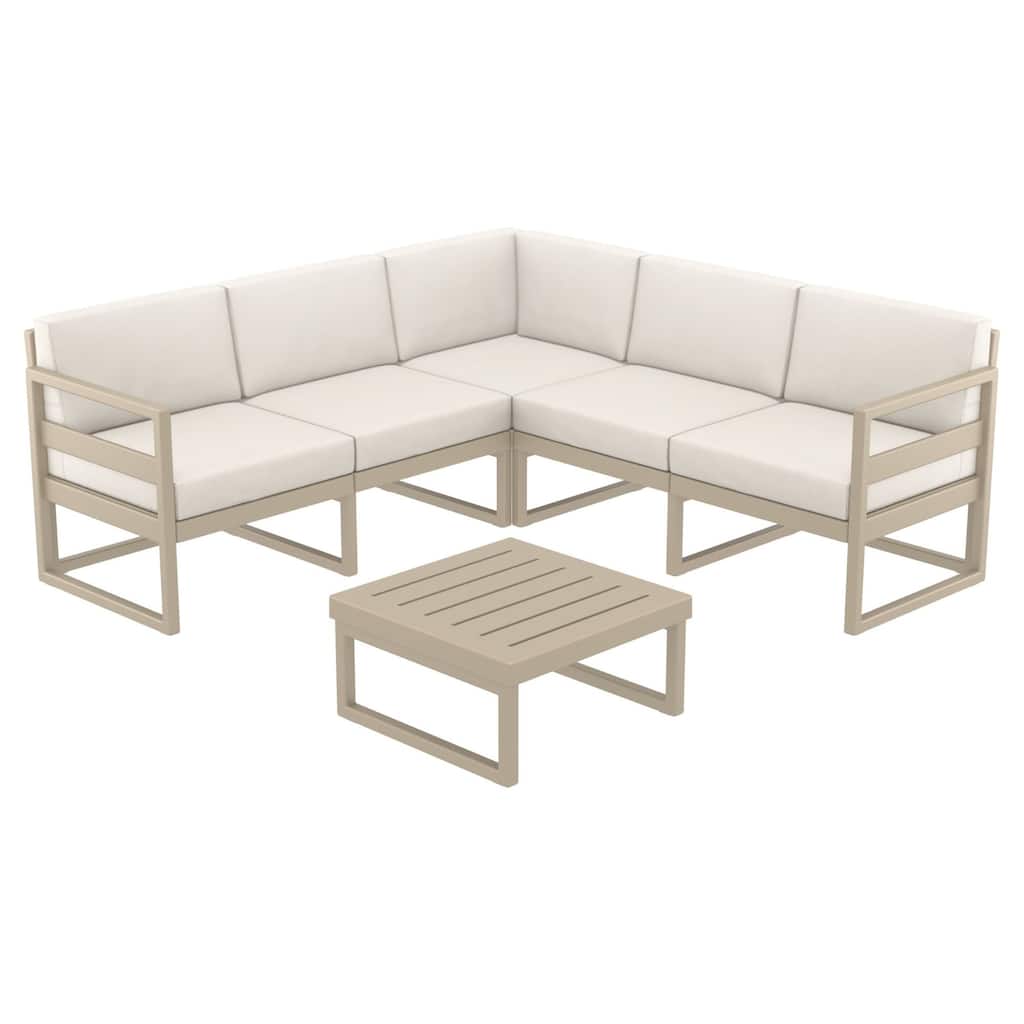 2 Piece Taupe Patio Sectional Lounge Set with Natural Sunbrella Cushion 78.75"