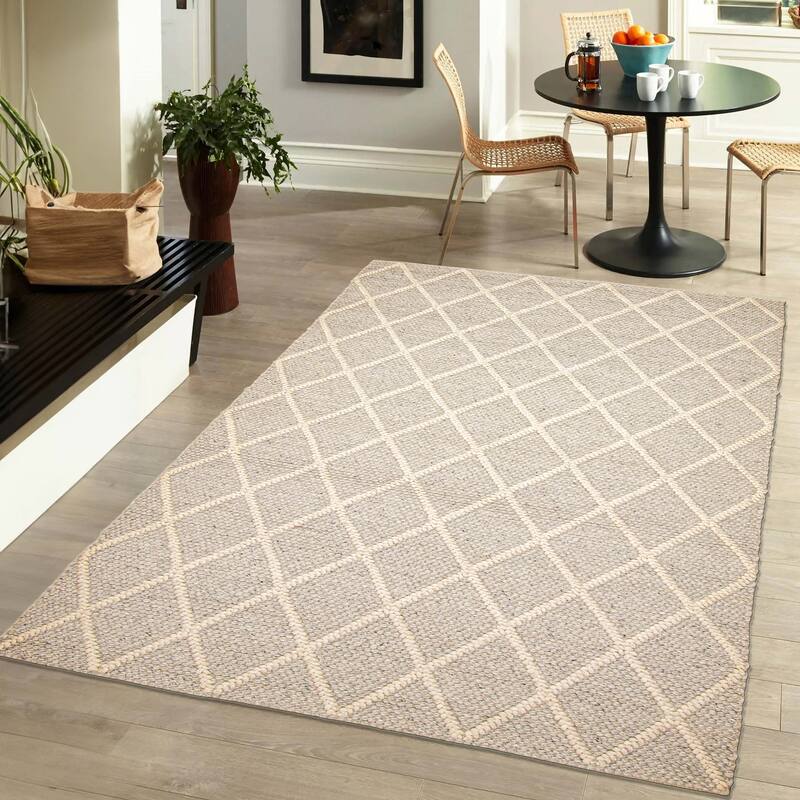 ECARPETGALLERY Braid weave Sienna Grey Wool Rug - 4'11 x 7'10