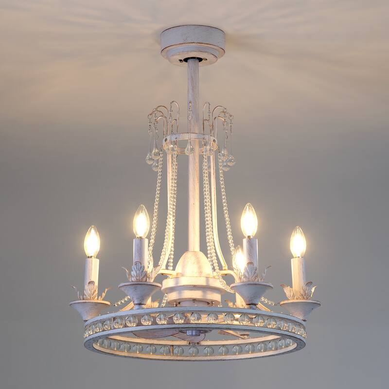 22-Inch Decorative Chandelier Ceiling Fan with Light and Remote