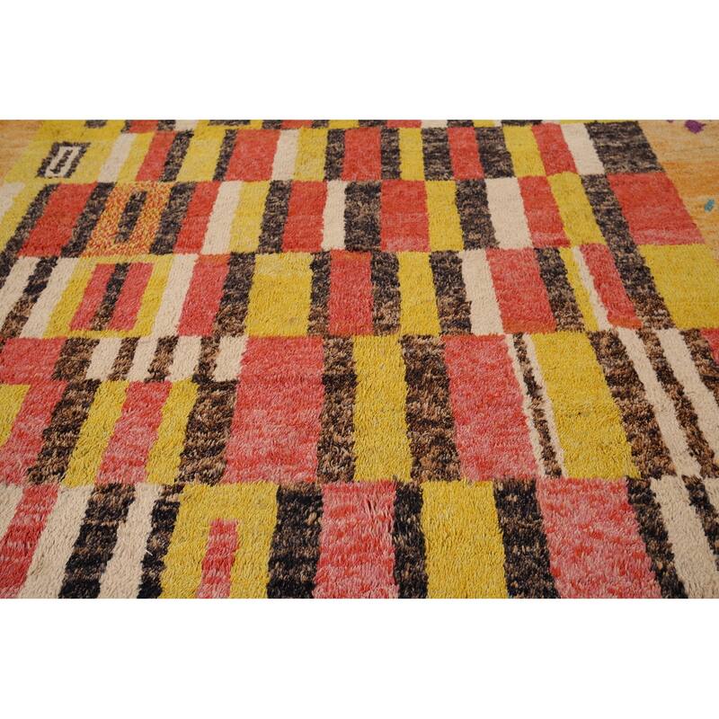 Plush Moroccan Oriental Area Rug Hand-Knotted Geometric Wool Carpet - 8'11" x 12'9"