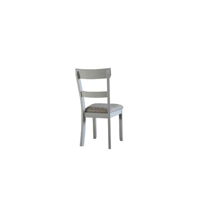 Side Chair with Fabric Seat and Open Back, Set of 2, Beige