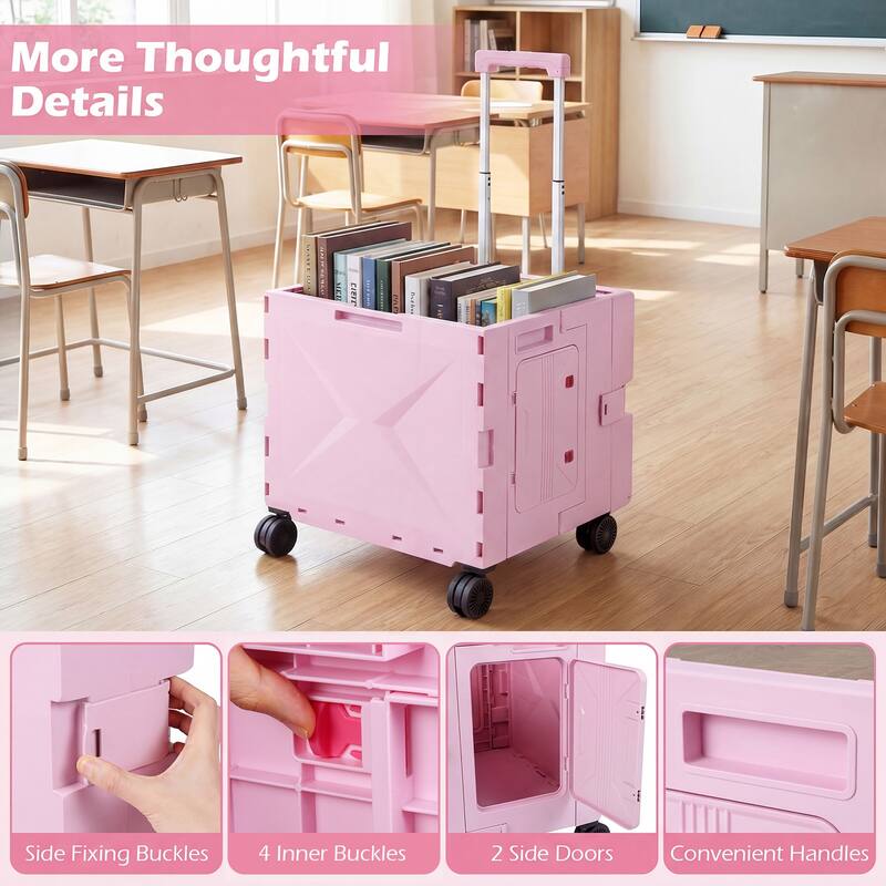 Gymax Foldable Utility Cart on 4 Rotate Wheels w/Telescoping Handle