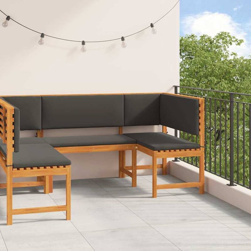 vidaXL Garden Bench Set Brown solid acacia wood - 20 x 35 x 30 - Brown-2 benches + 1 chair - Form (13)