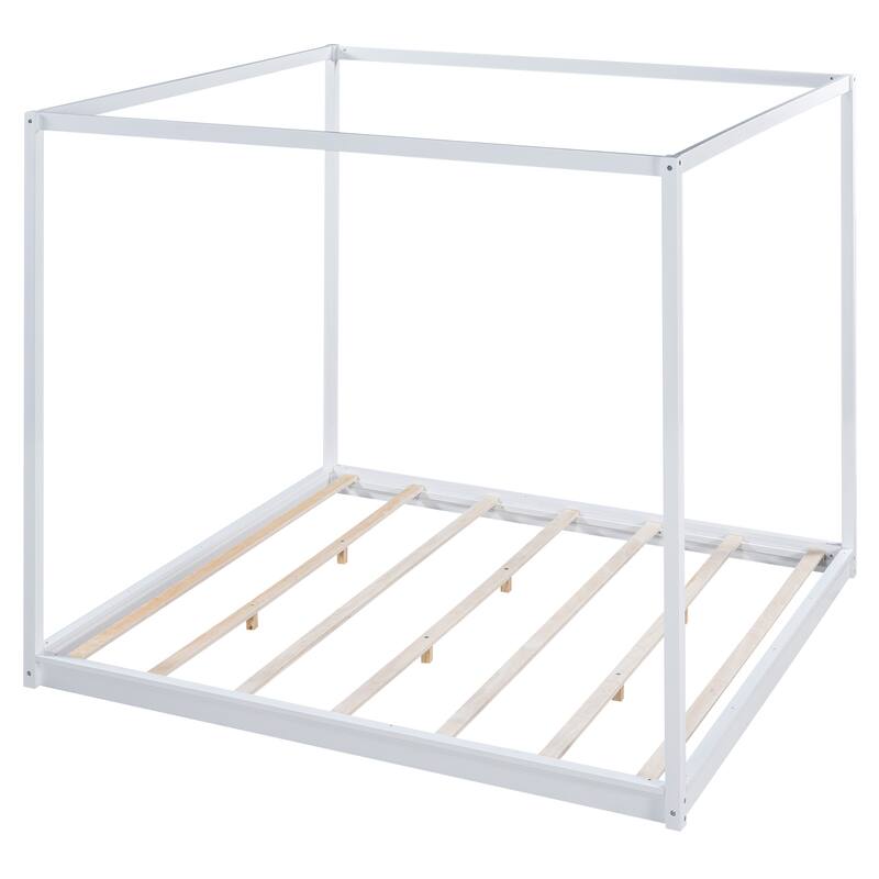 Roomfitters King Size Canopy Platform Bed with Support Legs and Sturdy Frame