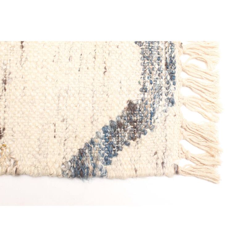 ECARPETGALLERY Flat-Weave Ankara FW Cream Wool Kilim - 5'2 x 7'9