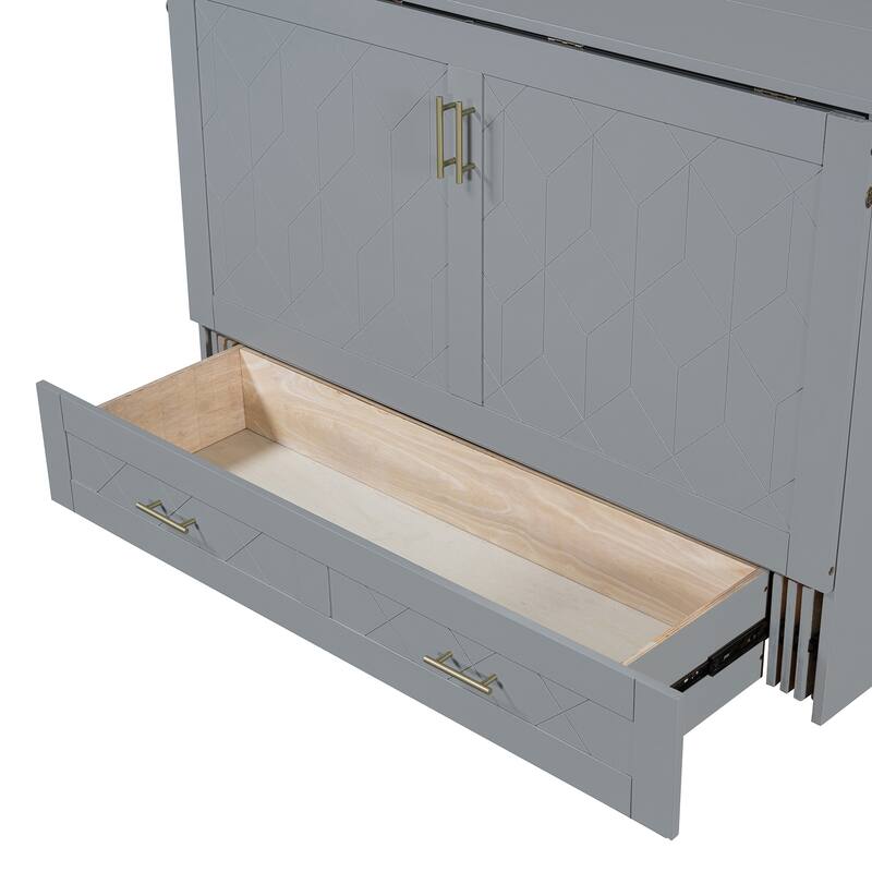 Murphy Bed with Pulley Design, Drawer & USB Ports