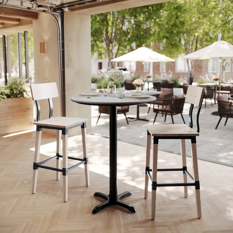 Commercial HPL Tabletop with Bar Height Crisscross Base