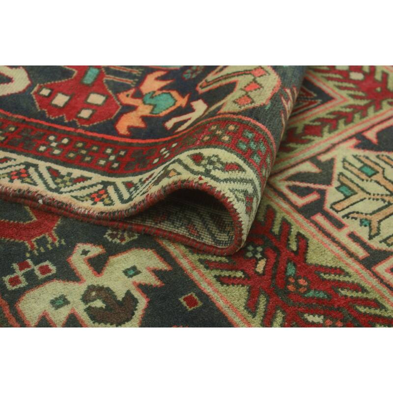 Fine Vintage Distressed Lynsey Charcoal/Red Runner - 3'8" x 8'10"