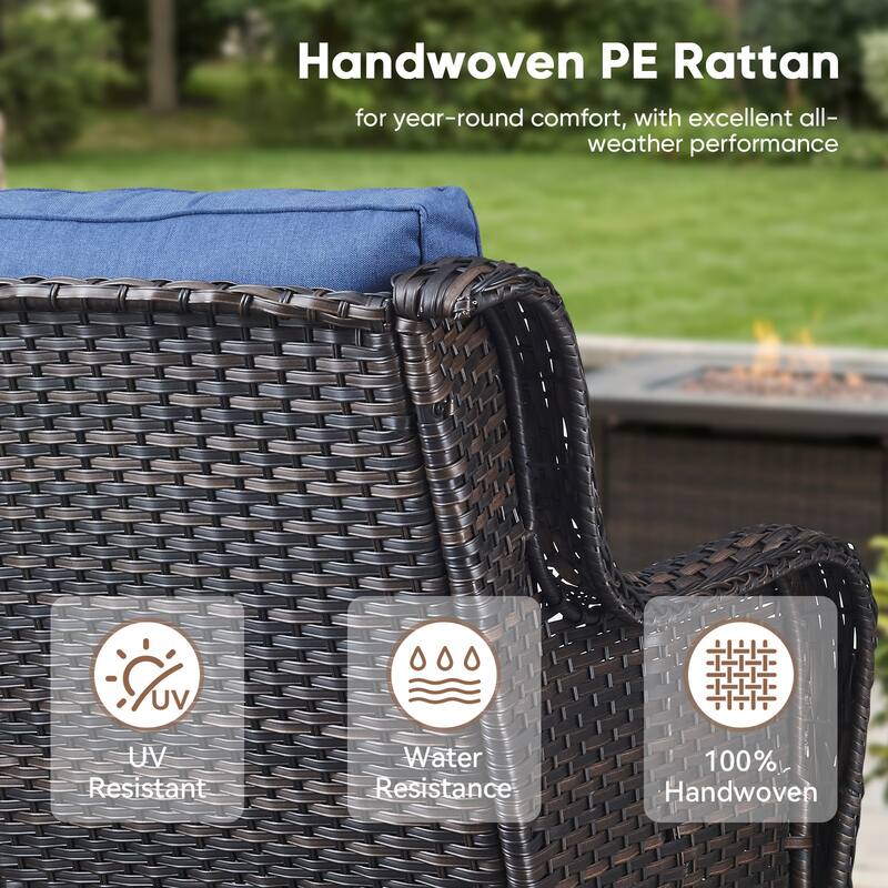 Pocassy Outdoor Patio Wciker Sofa Furniture Set of Chair Table.