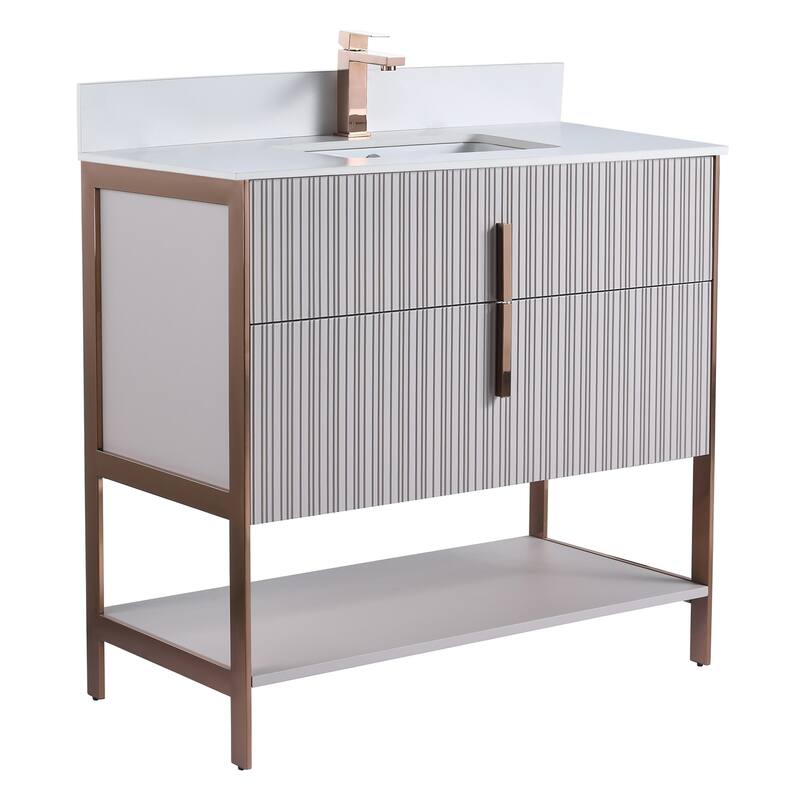 Fine Fixtures Serenity Modern Bathroom Vanity with White Stone Top