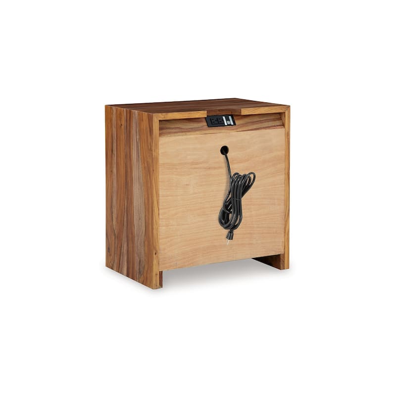 Donni Nightstand with 2 Drawer, Brown Sheesham Wood Finish, 24 Inch