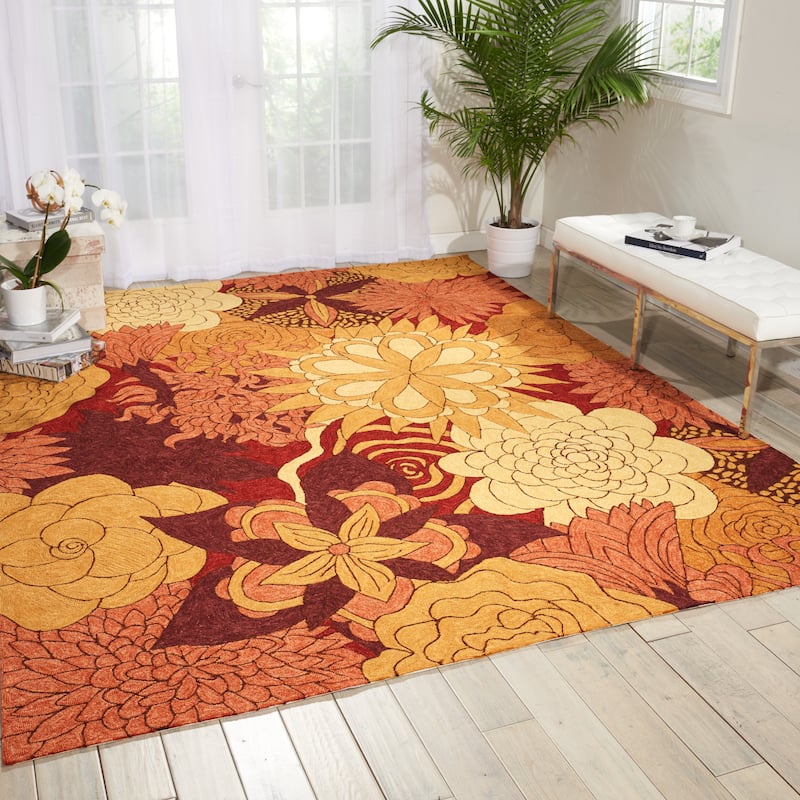 Nourison South Beach Abstract Floral Area Rug - 8' x 10' 6" - Red - Rectangle