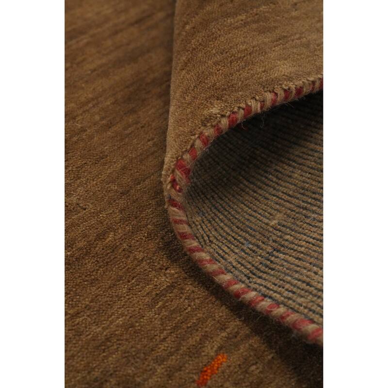 Hand Knotted Oriental 100% Wool Carpet Tribal Animal Pictorial Brown Gabbeh Area Rug - 8' 1'' X 4' 1''
