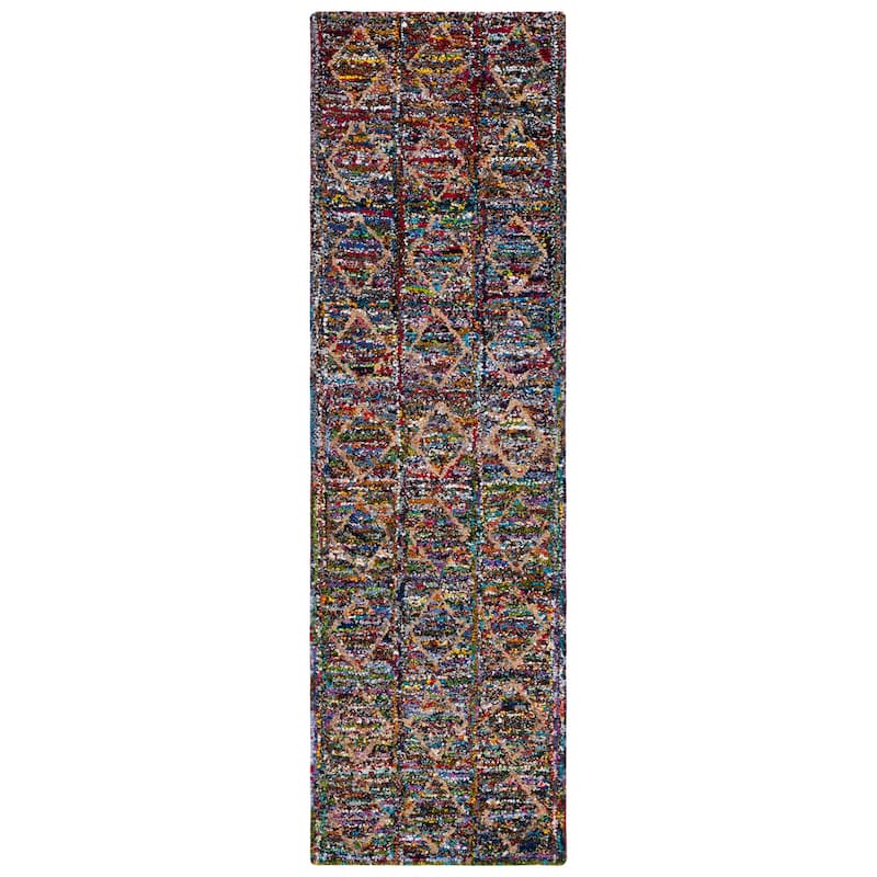 SAFAVIEH, Handmade Nantucket Gudfinna Contemporary Cotton Rug - 2'3" x 8' Runner - Multi