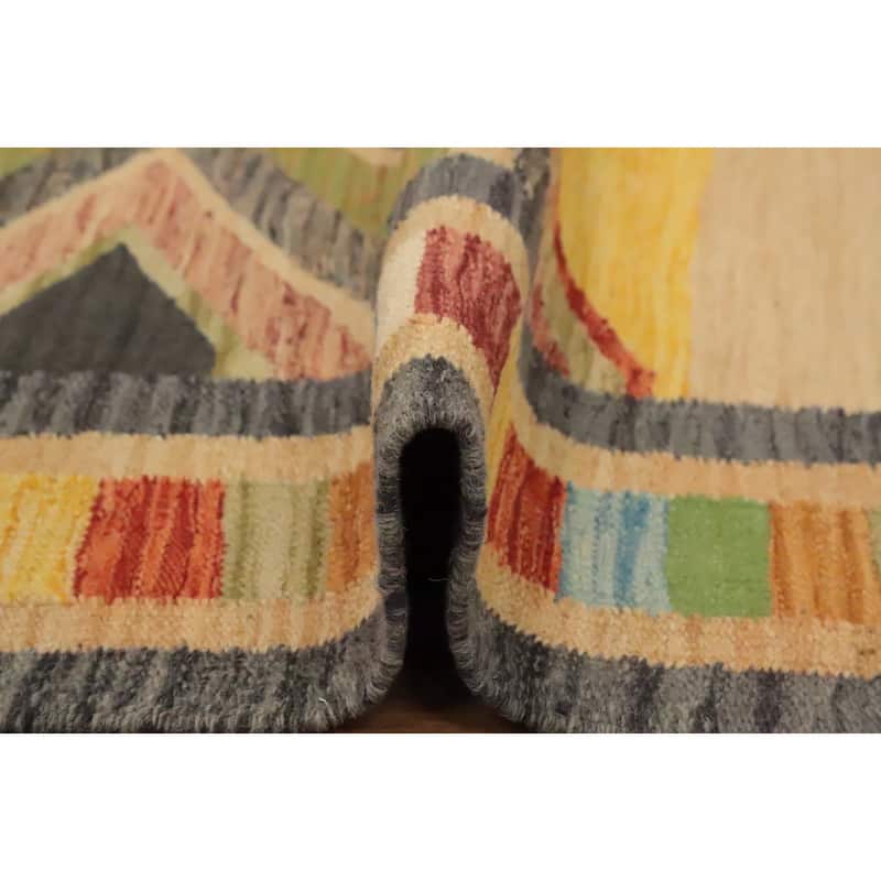 Hand Woven Oriental 100% Wool Carpet Southwestern Tribal Multi-Colored Kilim Area Rug - 8' 10'' X 5' 10''