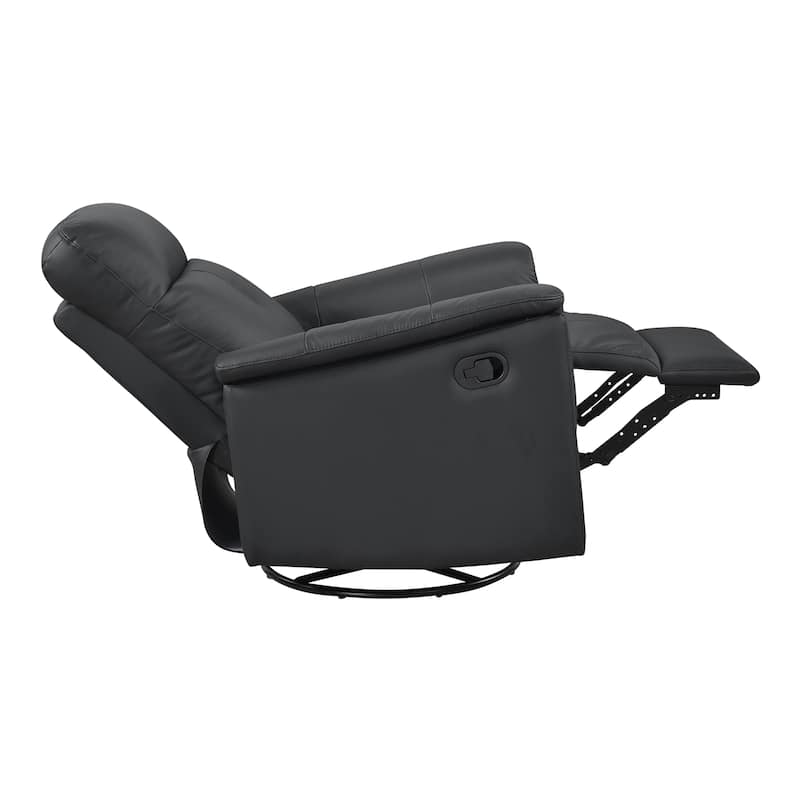 Fremont & Park Monte 35.5" Leather Swivel Glider Manual Recliner - 360-Degree Swivel