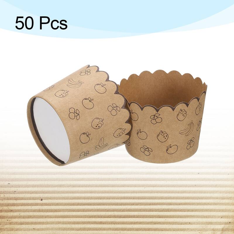 50Pcs Paper Baking Cups Brown Kraft Paper Muffins Liner Cupcake Fruit