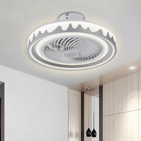20'' Grey Flower Shape LED Ceiling Fan Dimmable with Remote