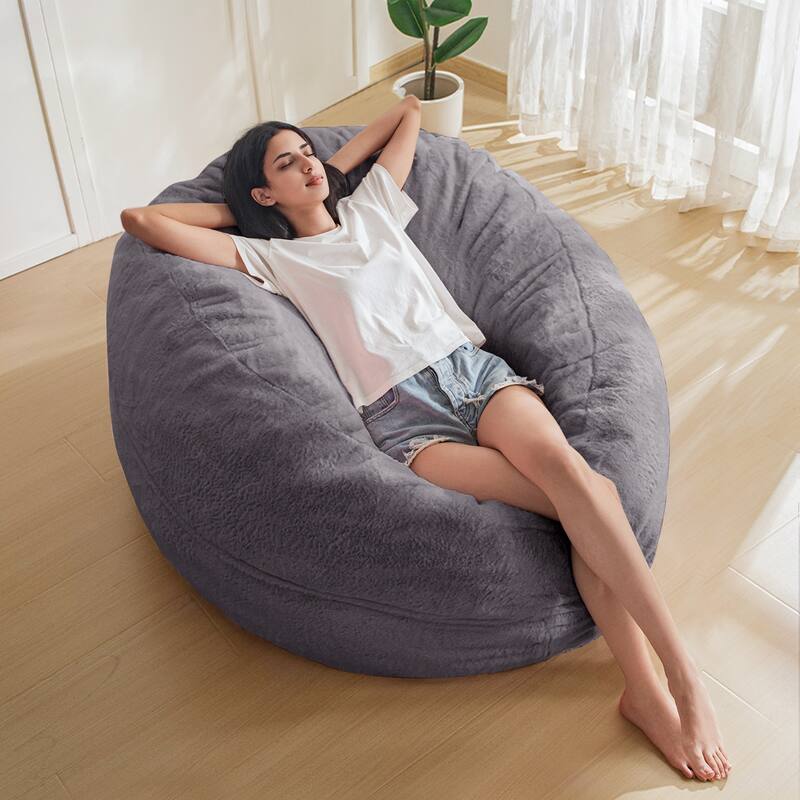4/5ft Bean Bag Chair,Foam Filled Bean Bag Lounger with Removable Cover