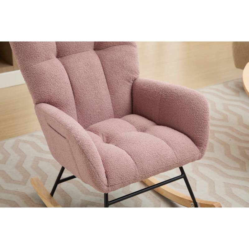 Teddy Rocking Chair with High Back & Wood Legs