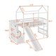 preview thumbnail 3 of 14, Twin Loft Bed with Two Drawers and Slide - White House Bed with Storage Steps and Playhouse Design
