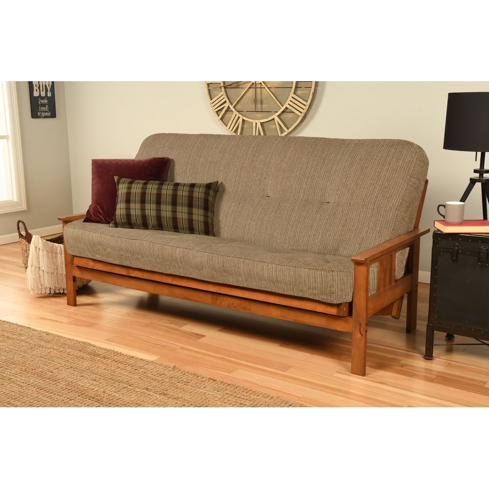 Porch & Den Kern Antique Wood Futon Set with Innerspring Mattress