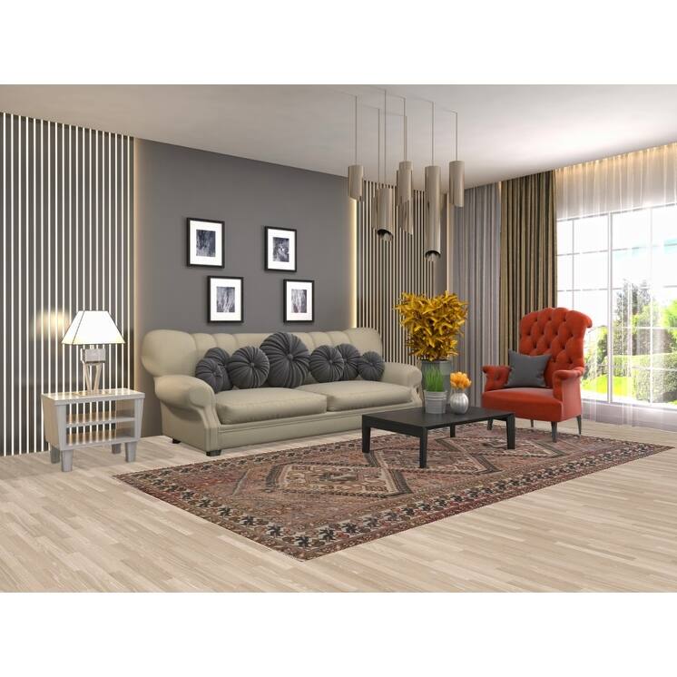 Tribal Distressed Bakhtiari Persian Antique Rug Handmade Wool Carpet - 5'2" x 9'11"