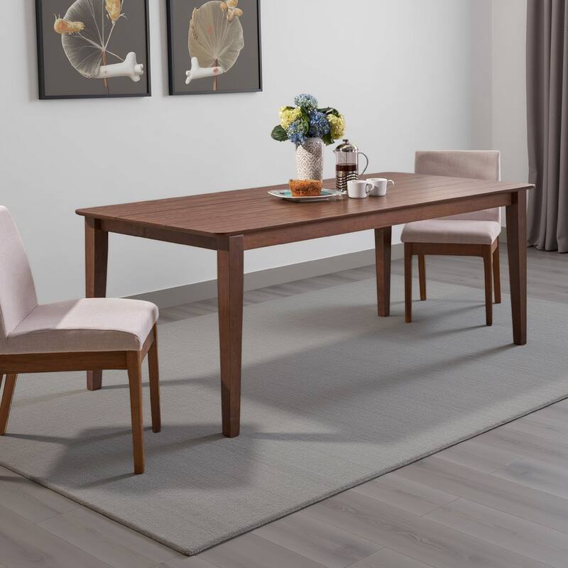Viri Dining Table, 76 Inch, Square Legs, Walnut Brown Rectangular Top
