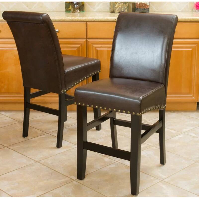 25.5'' inch Upholstered Counter Stool with Solid Wood Frame (Set of 2)