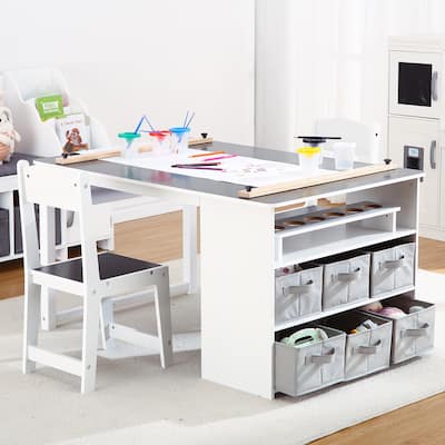 Kids Art Table Set Drawing Table with 2 Chairs